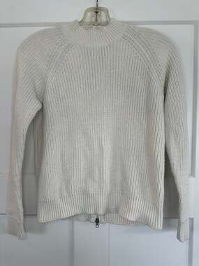 HM Womens Cream Cable Knit Sweater with Back Zipper Size XS